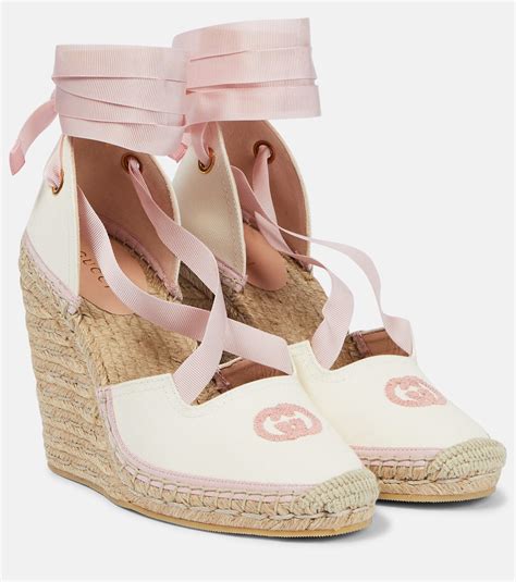 gucci white espadrille sandals|Gucci espadrille wedges.